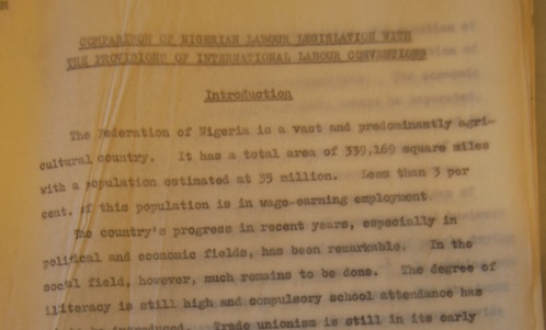 Comparison of Nigerian Legislations with the Provision of the International Labour Conventions. International Labour Office, Geneva: Application of Conventions and Recommendation (ACD 2-202). Action taken with regard to ratification of ILO Conventions in Nigeria.